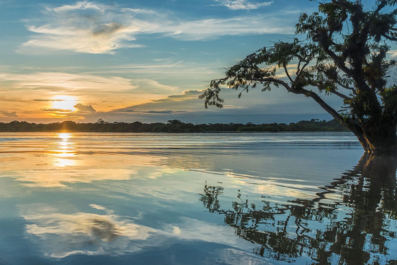 A superb sunset on the Cuyabeno Laguna Grande